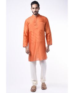 Orange Chanderi Silk Kurta