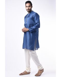 Teal Blue Chanderi Silk Kurta