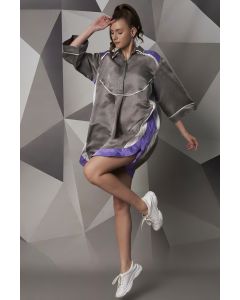 Grey Satin Linen Dress