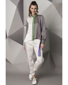 Grey & White Satin Linen Co-Ord Set