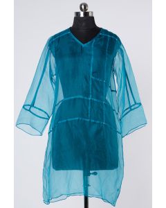 Blue Silk Organza Top