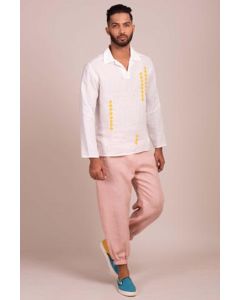 White Linen Tunic-Style Shirt