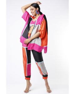 Black & Fuchsia Color Blocked Coord Set