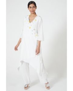 Ivory Cotton Wrap Tunic Set