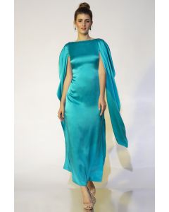 Turquoise Cowl Back Gown