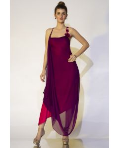 Purple Cowl Draped Gown