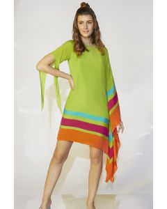 Neon Green Color Blocked Kaftan