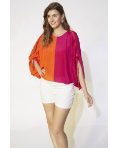 Orange & Fuchsia Top With Kimono Sleeves