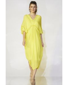 Lime Yellow Pleated Kaftan