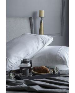 White Cotton Sateen Bedsheet Set With Pleating Stitch Detail