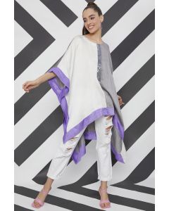 White & Grey High-Low Kaftan