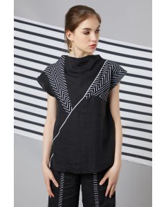 Black Monochrome Oversize Patchwork Top