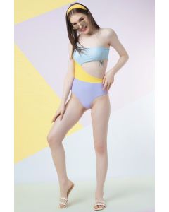 Blue Color Block Trikini