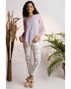 Lavender Pearl Asymmetrical Top