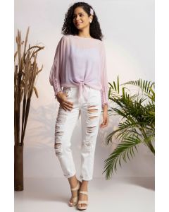 Lavender Pearl Tie- up Top