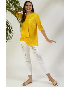 Amber Crinkle Cascade Top