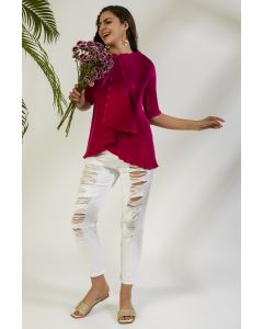 Hot Pink Crinkle Cascade Top