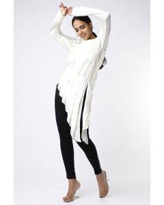 Ivory Pleated Asymmetric Top