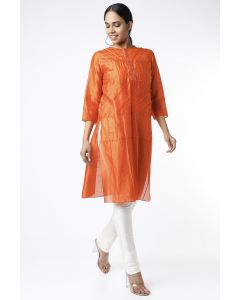 Orange All Over Pintuck Kurta