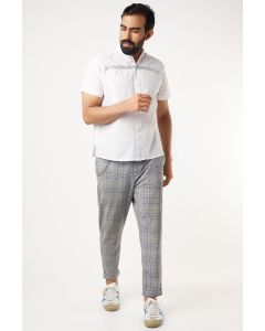 Mundu Cotton White Shirt With Silver Stripes