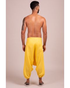 Drawstring Curved Drop Crotch Pant With Elasticated Hem