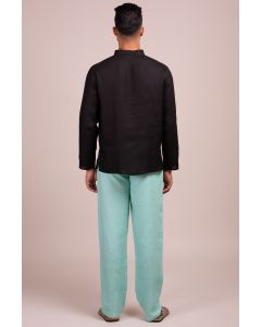 Mandarin Collar Full Sleeve 3 Buttons T-Shirt Placket Tunic-Style Shirt