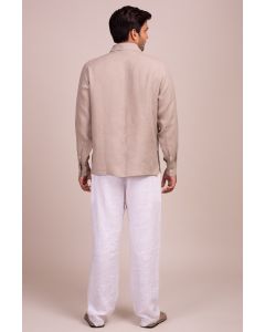 Open Collar Full Sleeve Button Front Shirt With Pintuck Detail