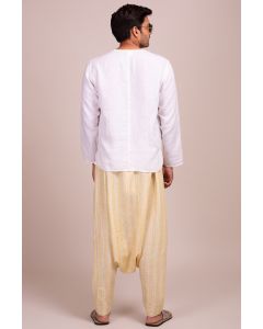 Slot Neck Full Sleeve Tunic-Style Shirt With Pocket + Yellow Contrast Stitch Detail