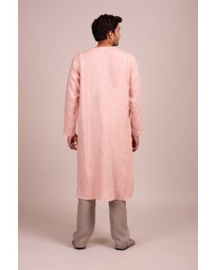 Slot Neck Full Sleeve Kurta With Fringing Detail
