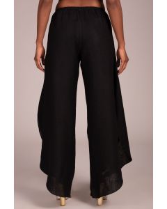 Flat Front Elasticated Waist Curved Hem Pant