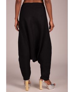 Drawstring Drop Crotch Straight Hem Pant