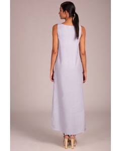 Scoop Neck Sleeveless Long Length Basic Gown With Side Slits