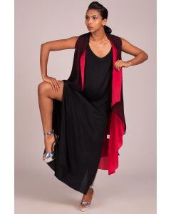 3 Quarter Sleeve Square Cut Draped Front-Open Embroidered Overtop