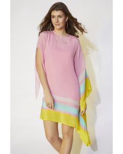 Pink Color Blocked Kaftan