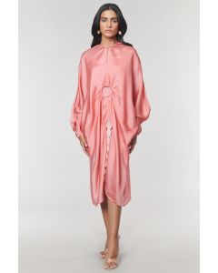 Salmon Scalloped Detailed Kaftan Ring Dress