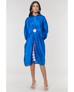 Blue Scalloped Detailed Kaftan Ring Dress
