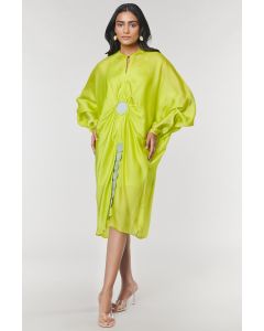 Neon Ring Scalloped Detailed Kaftan Ring Dress