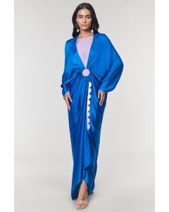 Blue Scalloped Detailed Ring Gown