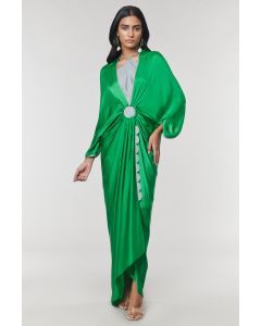 Green Scalloped Detailed Ring Gown