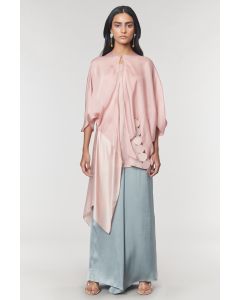 Blush Scalloped Detailed Asymmetrical Cape Top