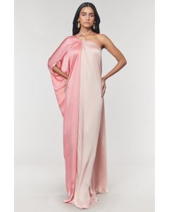 Blush & Salmon One Shoulder Ring Gown