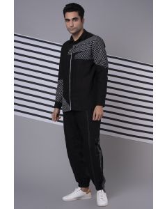 Black Monochrome Patchwork Shirt & Jogger Co-Ord Set