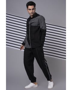 Black Striped Tape Jogger Pants