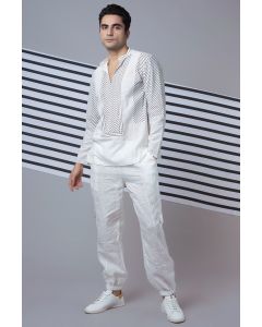 White Striped Yoke Shirt