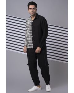 White Checkered Half N Half Shirt