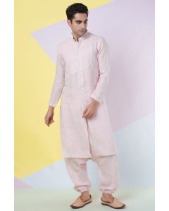Pink Piped Kurta Set