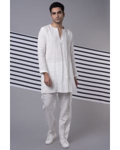 White Tape Detailed Kurta