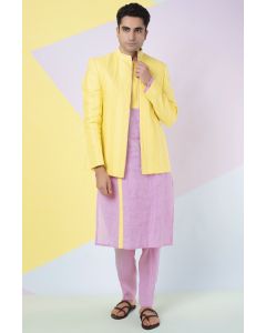 Yellow Pintuck Bandhgala Set