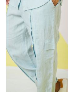 Pale Blue Pleated Jogger Pants