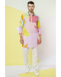 Lavender Abstract Leaf Kurta Set